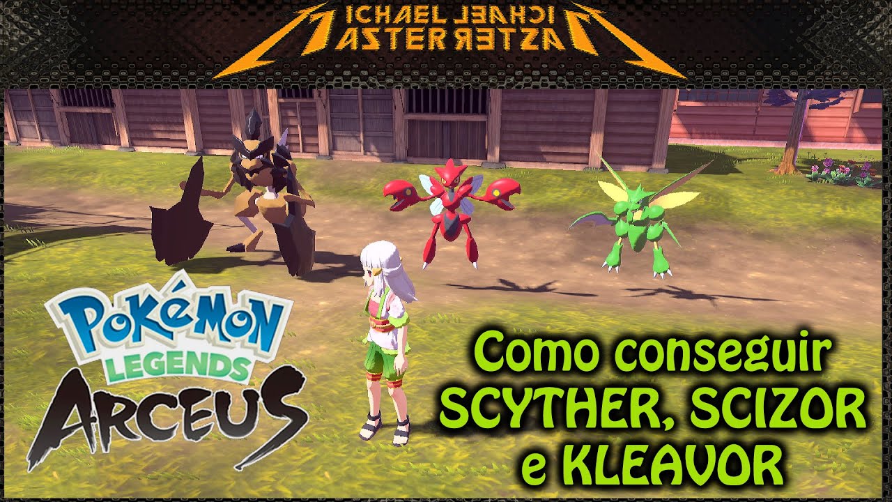 Pokémon Legends: Arceus - Como conseguir Scyther, Scizor e Kleavor!! (Black Augurite e Metal Coat)