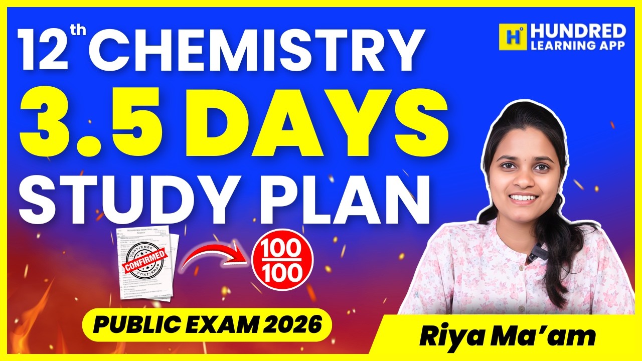 12th Chemistry 3.5 days study Plan to score centum in Public exam 2026 #12th #publicexam2026