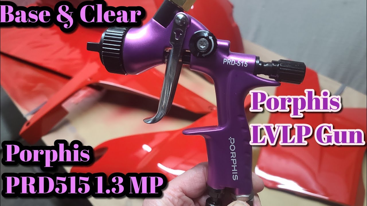 Porphis PRD515 1.3 LVLP Spray Gun Spraying Basecoat & Clearcoat