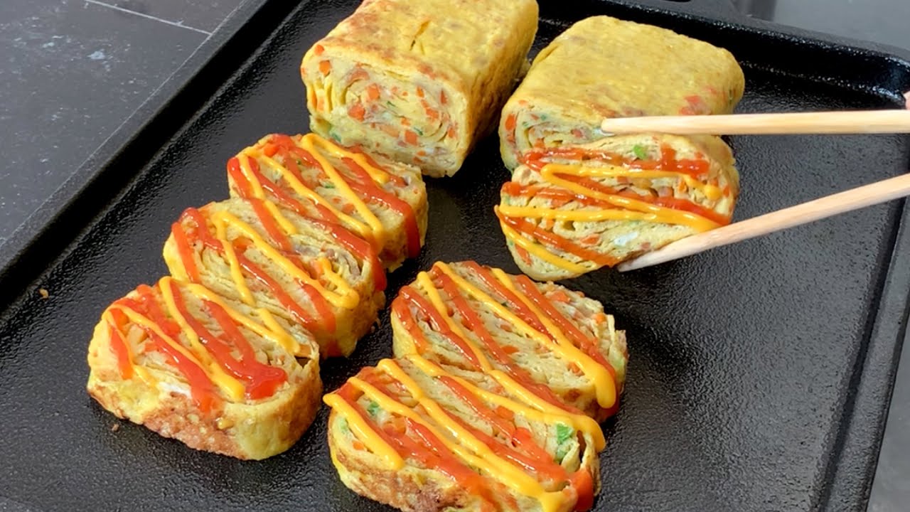 Sayuran dan telur dimasak gini paling disuka anak-anak. Gyeran Mari / Korean Rolled Omelette