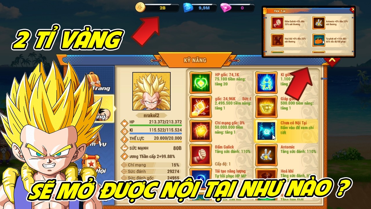 Ngọc Rồng Awaken - Thử Dùng 2 Tỉ Vàng Mở Nội Tại Và Cái Kết