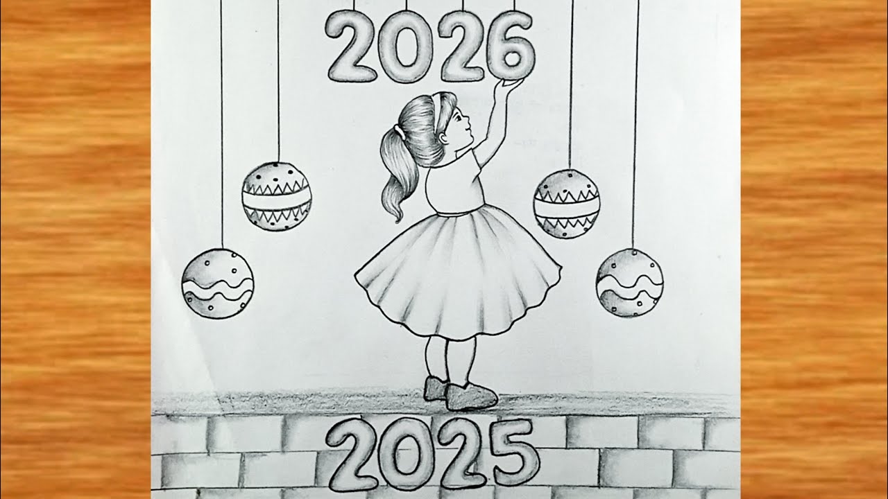 Happy New year 2026 drawing easy || New year Poster making ||  Drawing for beginners easy || art2026