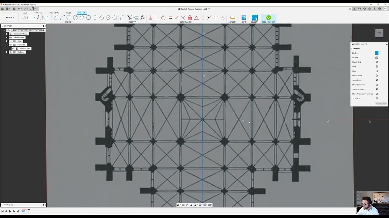 Gothic Cathedrals - Lab 1 Tutorial - Tracing a plan of Amiens Cathedral in Autodesk Fusion