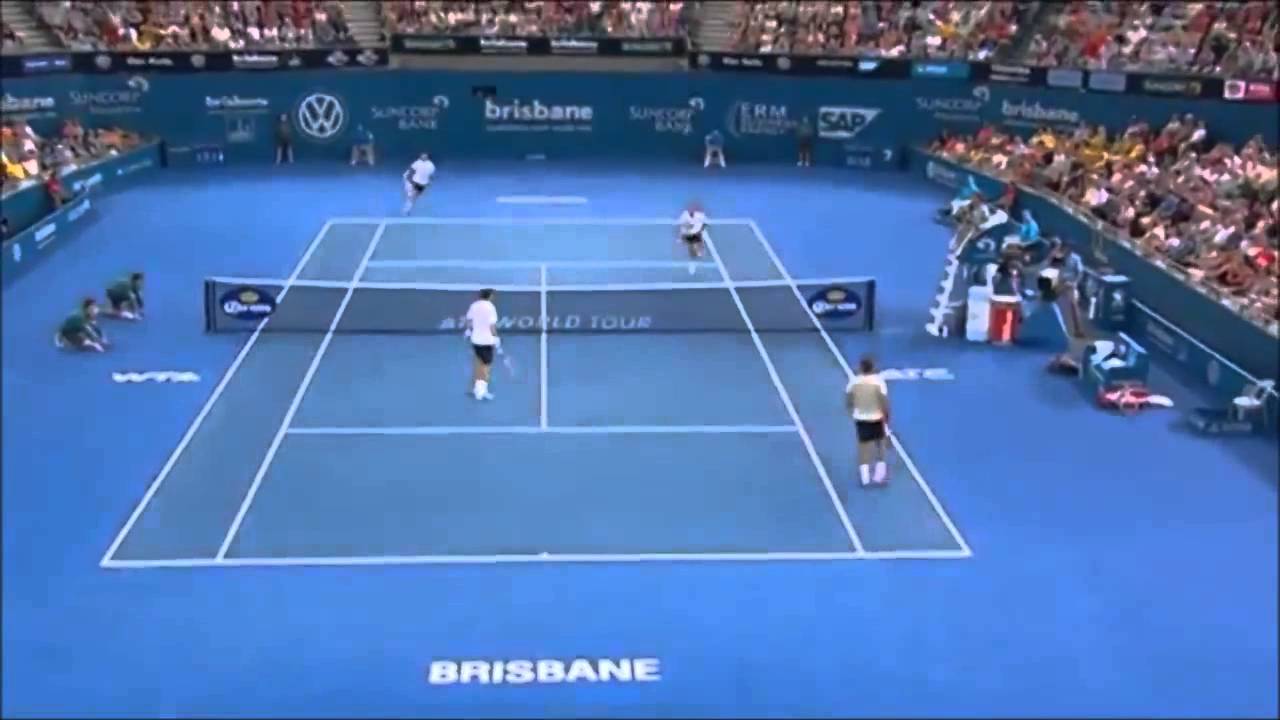 Roger Federer/Mahut vs Chardy/Dimitrov Men's Doubles ATP Brisbane International 2014-highlights-QF
