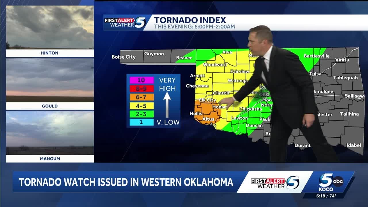 Storms firing off in western parts of Oklahoma as tornado watch issued