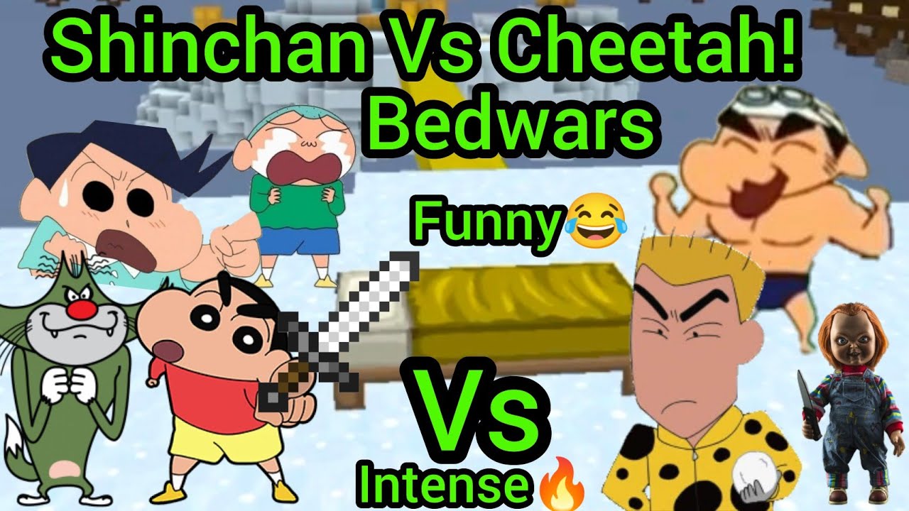Shinchan Vs Cheetah In Bedwars🔥 (BlockMan Go) Gone Intense! (Funny😂🤣)