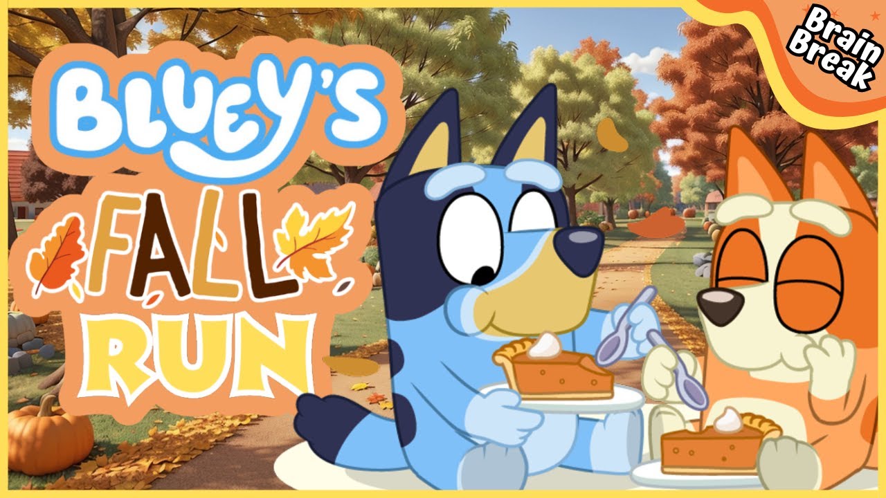 Bluey's Fall Chase | Brain Break | Brain Breaks for kids | Bluey Run | Kids exercise | Yoga For Kids