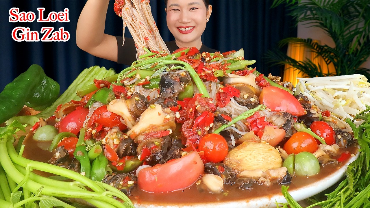 กินตำซั่วหอยโข่งเผ็ดๆ‼️ขนมจีนเหนียวนุ่ม ชะอม พริกสกรูแซ่บๆจ้า