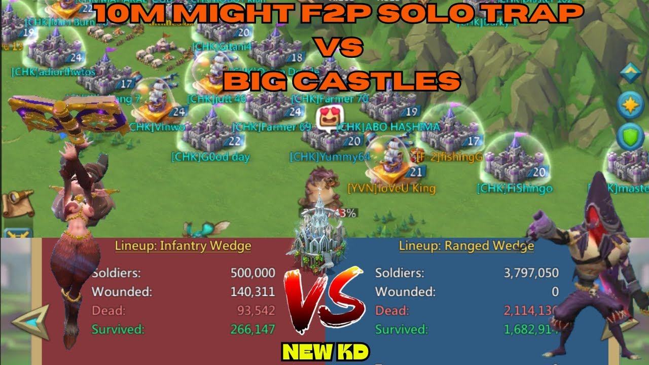10M Might F2P Solo Trap VS Big Castle (New KD)