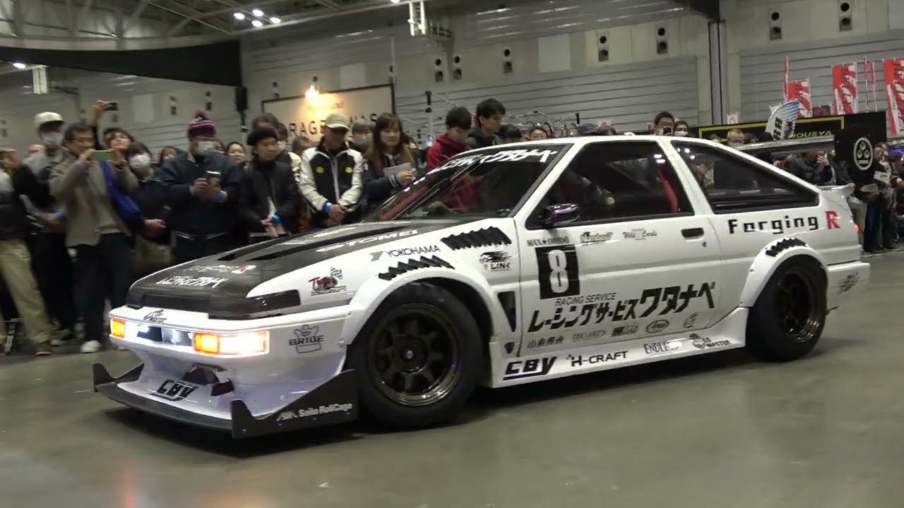 ドリフトもグリップもイケるレーシングカー！トヨタ スプリンタートレノ（AE86）レーシングサービスワタナベ ショップデモカー走行入場 ノスタルジック2デイズ2026 Nostalgic 2days