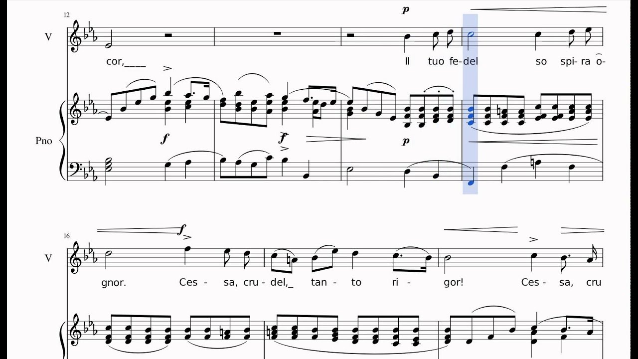 [Eb original key] Caro mio ben - Karaoke (instrumental accompaniment w/ lyrics & score)