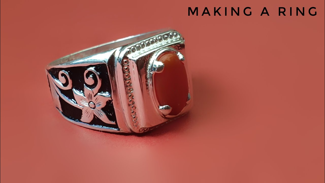 Handmade Silver Ring with Marjan Stone