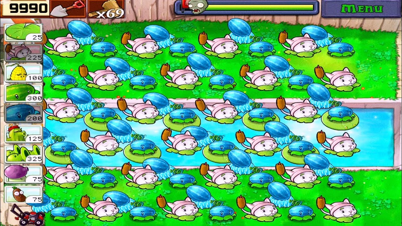 Plants vs Zombies • Winter Melon & Cattail Against Zombies • Survival Pool Walkthrough • Full HD
