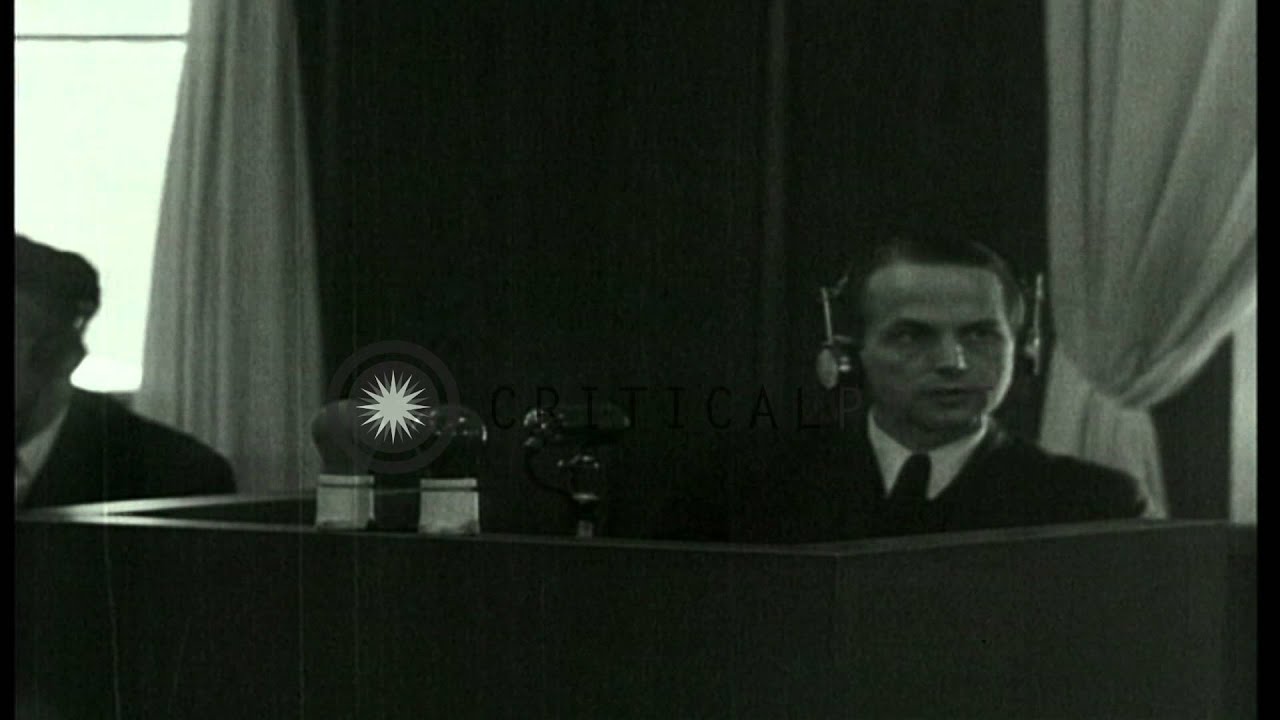 James E. Heath questions Otto Ohlendrof and Michael A Mussmanno makes a statement...HD Stock Footage
