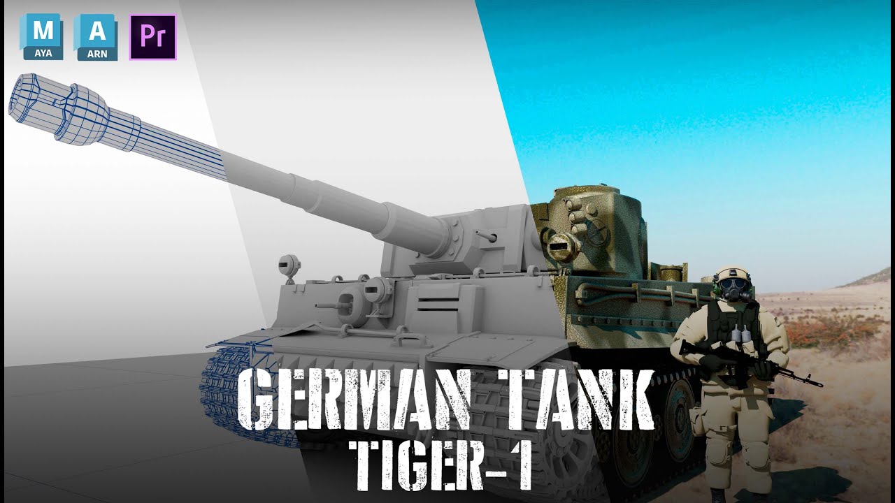 3D Modeling in Autodesk Maya || Tank (Tiger 1) hard surface modeling and rendering in Arnold Maya