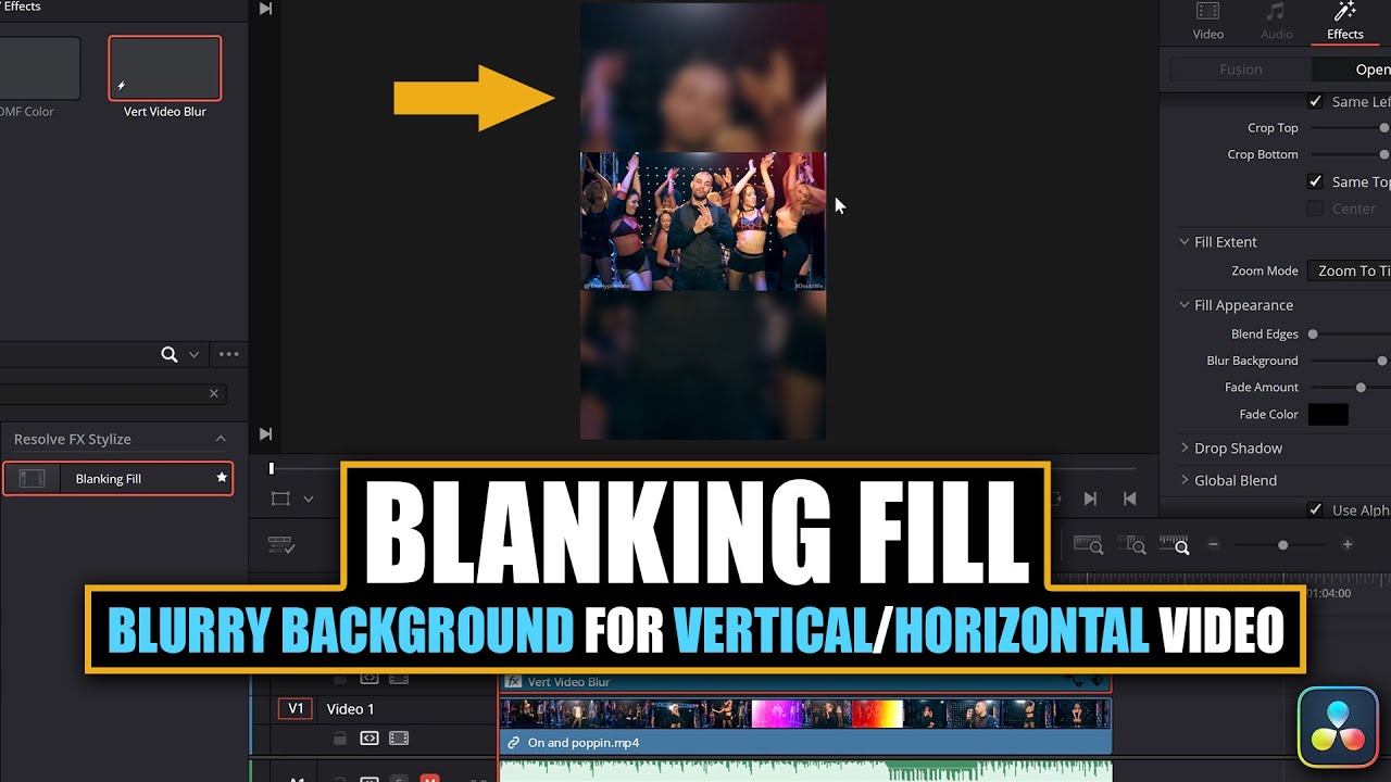 DaVinci Resolve: размытый фон для вертикального и горизонтального видео [Руководство по гашению и...