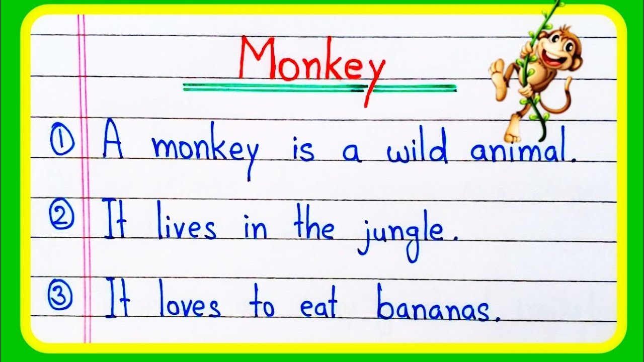 10 lines essay on Monkey | 10 lines on monkey in English | Essay on Monkey | Monkey essay writing