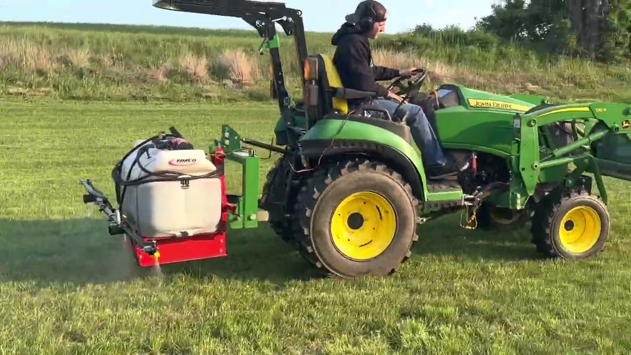 #7 John Deere 2025r with FIMCO 40 Gallon 3 point hitch sprayer #weedandfeed #johndeere2025r
