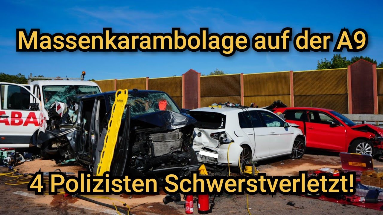🚨 4 Thüringer Polizisten schwerverletzt! - Massenkarambolage mit 8 Fahrzeugen auf der A9 bei Leipzig