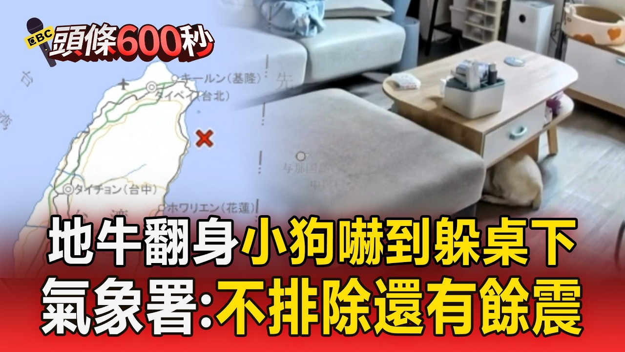 宜蘭5.6淺層地震「超有感」！ 小狗嚇到躲進桌底下  氣象署：不排除還有餘震【頭條600秒】