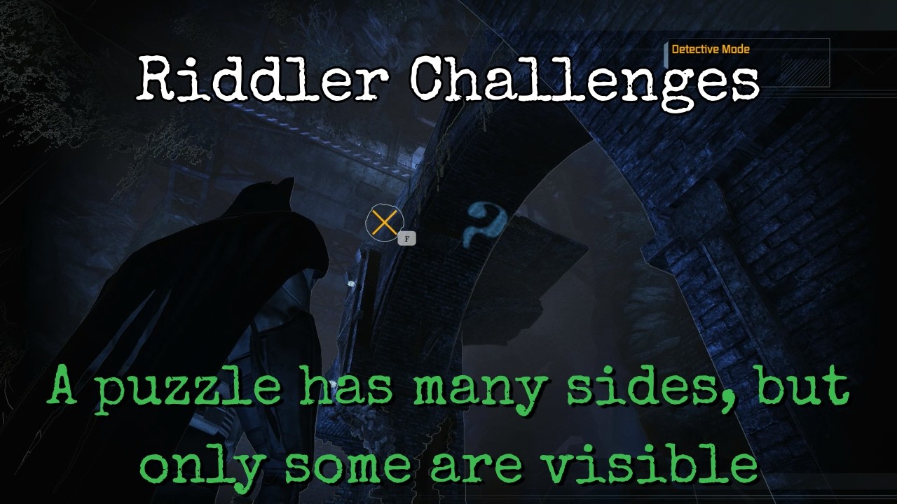 BATMAN ARKHAM ASYLUM - A puzzle has many sides, but only some are visible (Caves) - Riddles