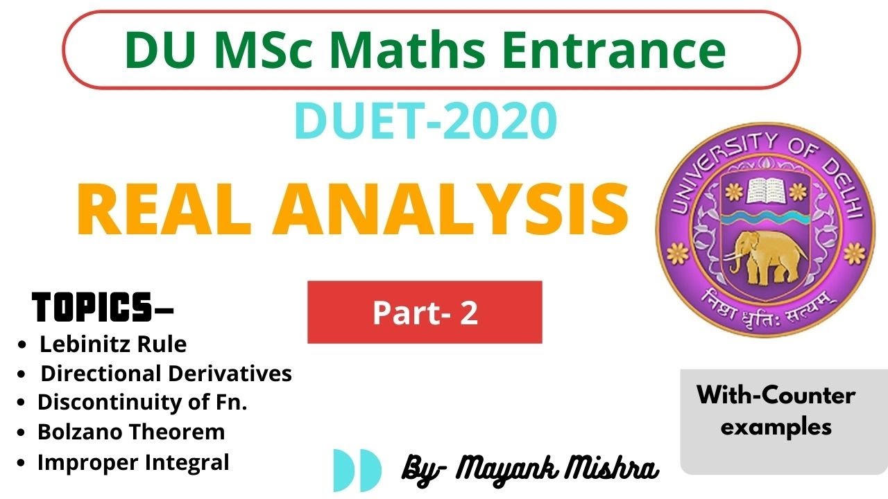 DU Msc Math Entrance 2020 Real Analysis-2 Solutions|| Real Analysis || Delhi University Entrance