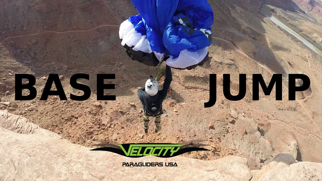 FIRST EVER BASE JUMP With 28m Velocity Paraglider in Moab Utah!