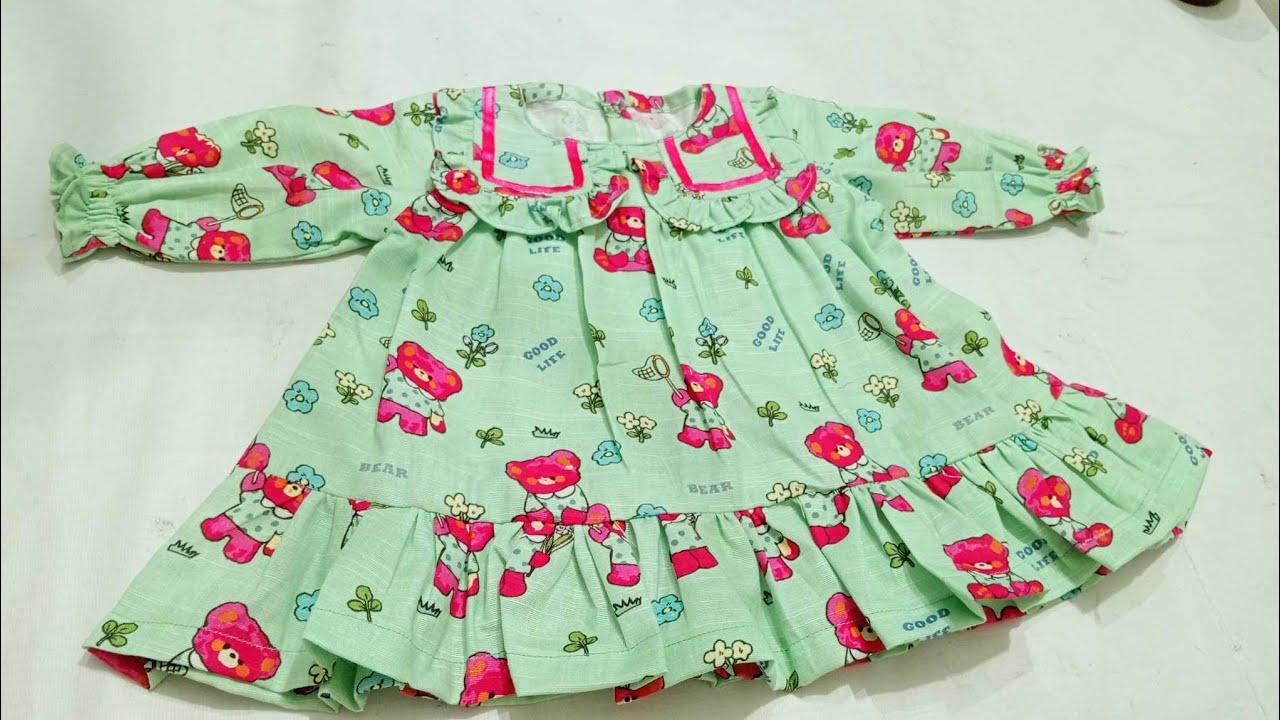 Easy Baby Dress Sewing Tutorial | Sewing Projects | Winter Dress Cutting and Stitching Step by Step