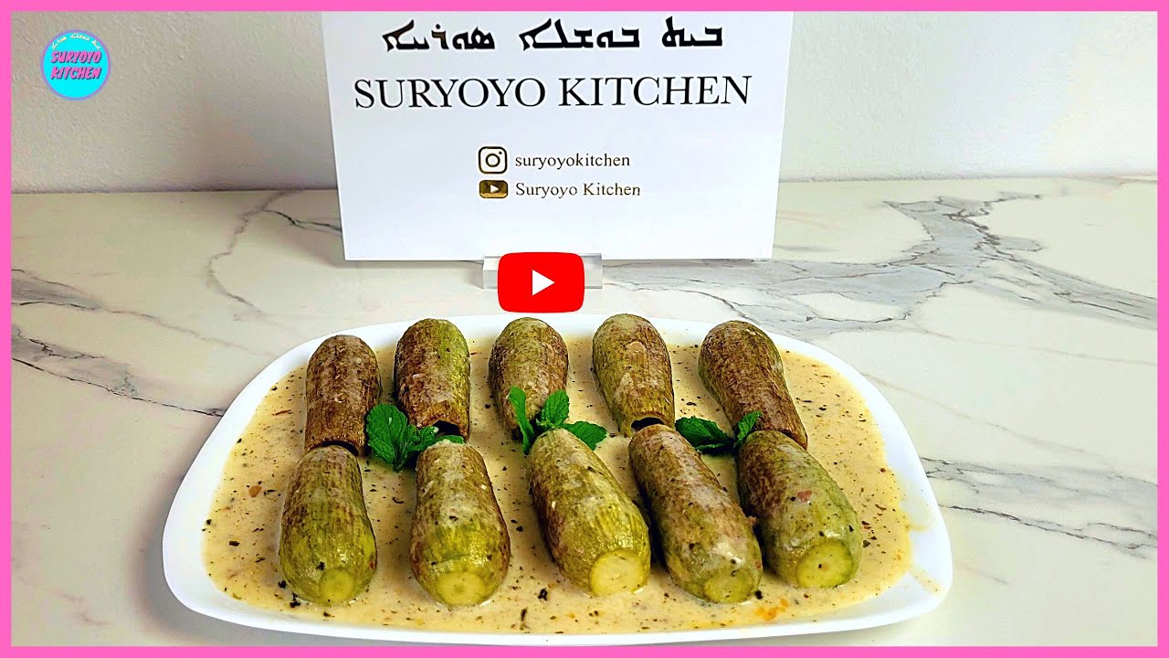 Gebratene Gefüllte Zucchinis in Joghurt Soße |  Kousa bil Laban ( Stuffed Zucchini in Yogurt Sauce )