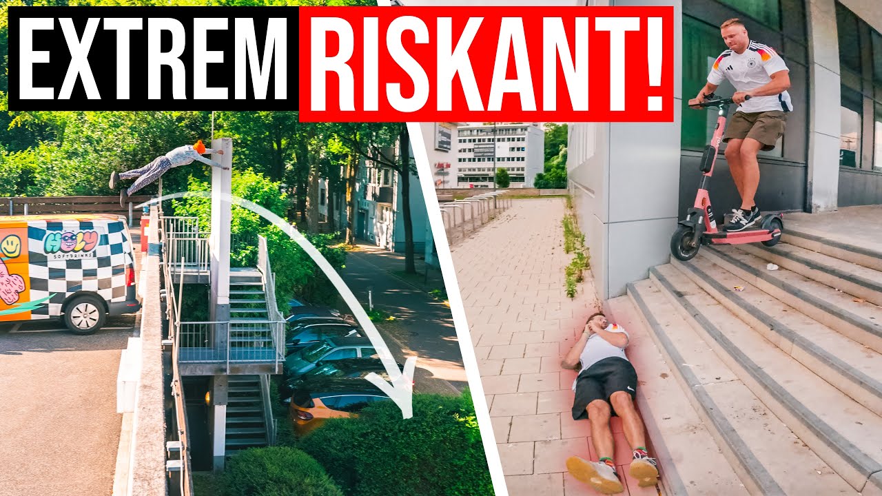 Der WILDESTE BUSCHSPRUNG bis dato! & Extrem KNAPPER E-SCOOTER STUNT in Stuttgart!