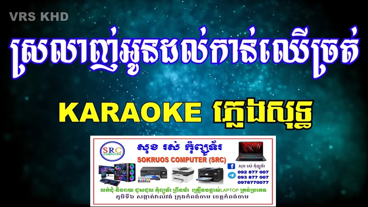 ស្រលាញ់អូនដល់កាន់ឈើច្រត់ ភ្លេងសុទ្ធ [ KARAOKE-HD ] srolanh oun dol kan chher chrot pleng sot