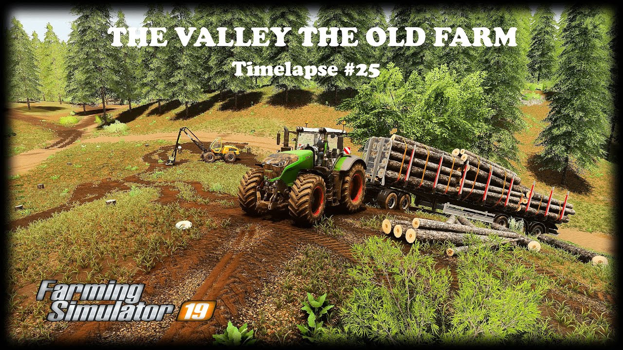 Cutting trees, transporting logs, collecting bales | The Valley The Old Farm | FS19 Timelapse #25