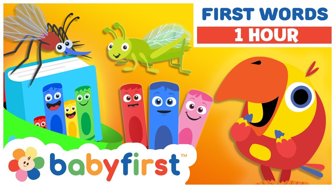Toddler learning video w Larry & Color Crew | Games & Animals | First words for kids | Baby First TV