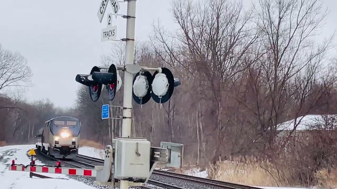 Amtrak 63 with 104 crossing pottery with a horn show