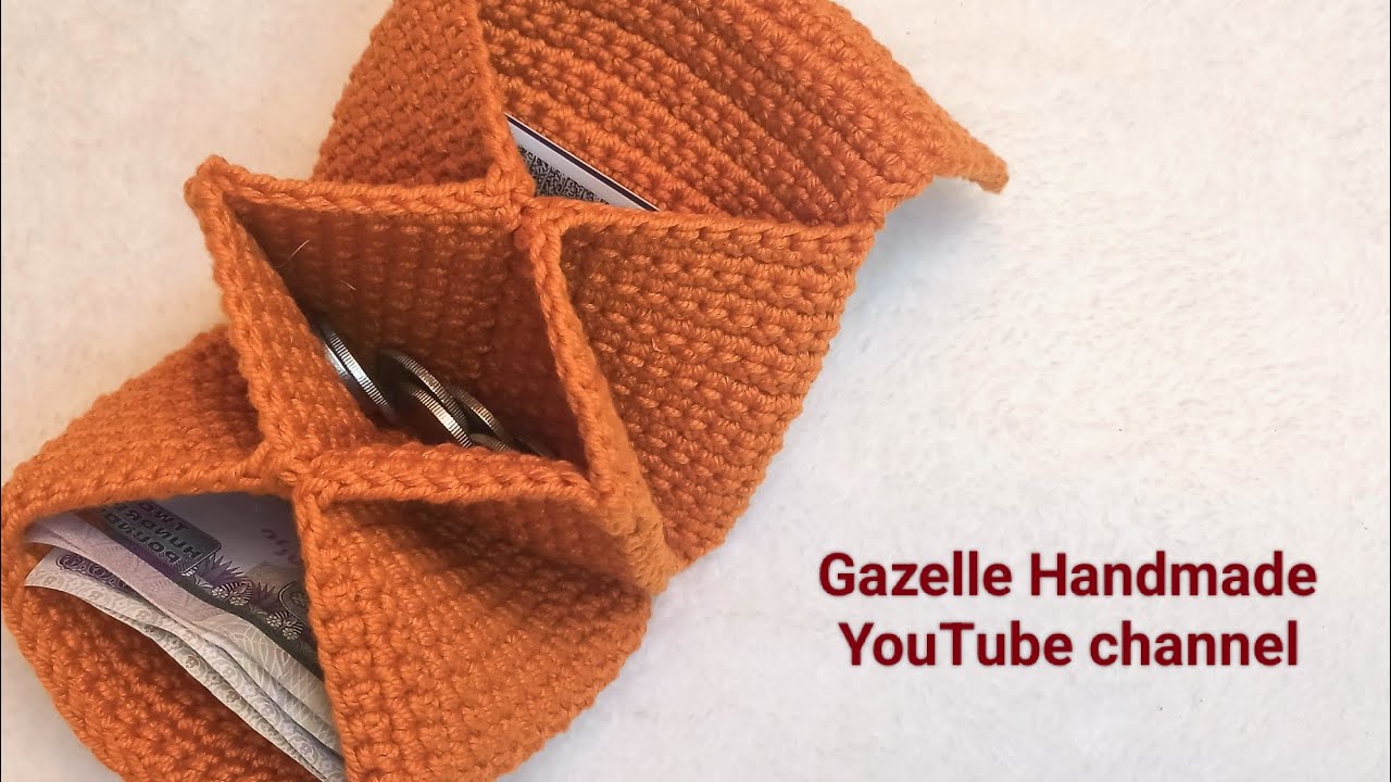 Crochet 3-Pockets wallet tutorial (Subtitles Available)- كروشيه محفظة بثلاث جيوب