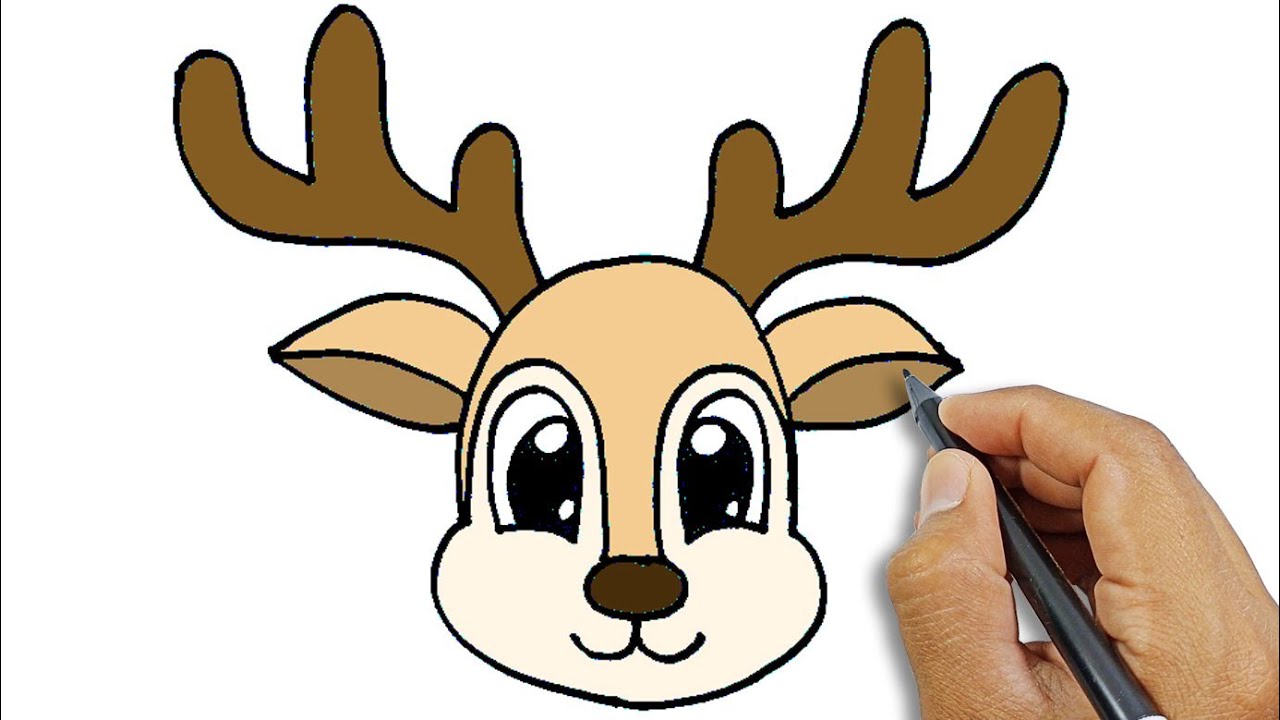How to draw a reindeer head | How To Draw A Deer | Deer Face Drawing