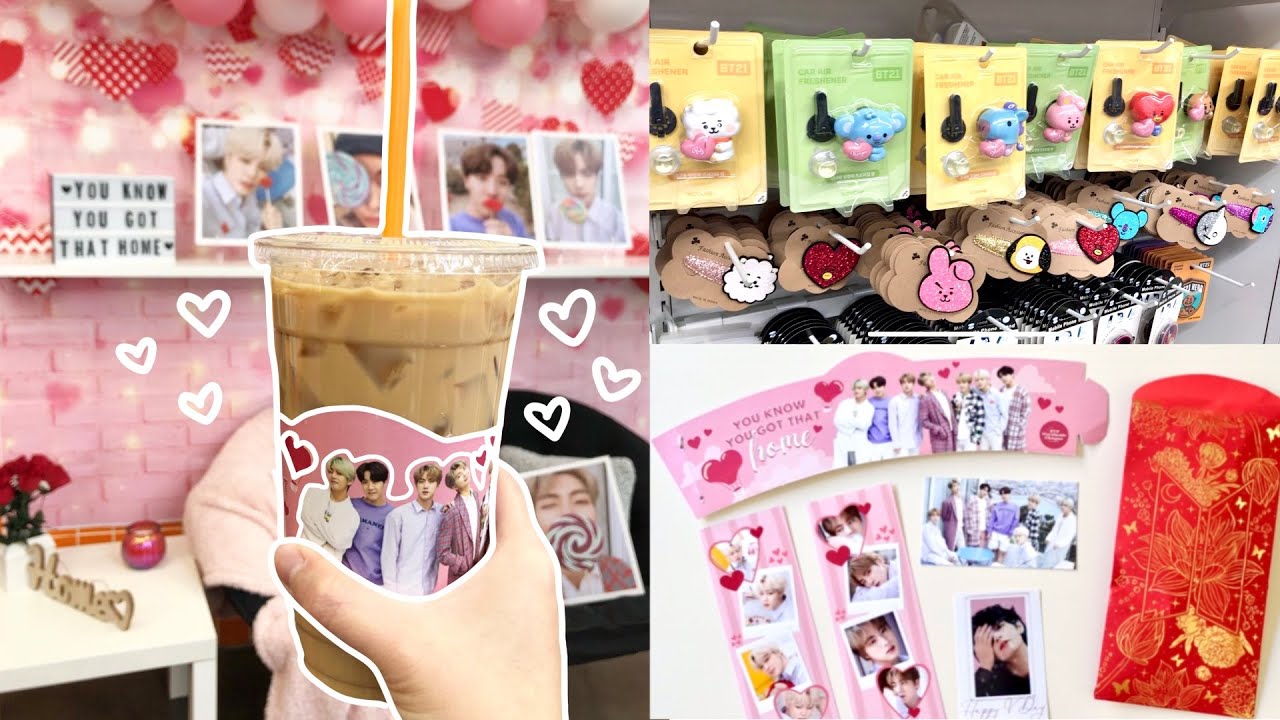 ARMY VLOG: BTS Valentine's Day Cupsleeve Event, KPOP store, Korean Hot Dog/Fried Chicken 💕