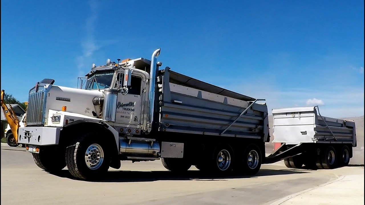 KENWORTH C500 DUMP TRUCK w/ PUP -- JOHN DEERE EQUIPMENT EXCAVATE WORK SITE