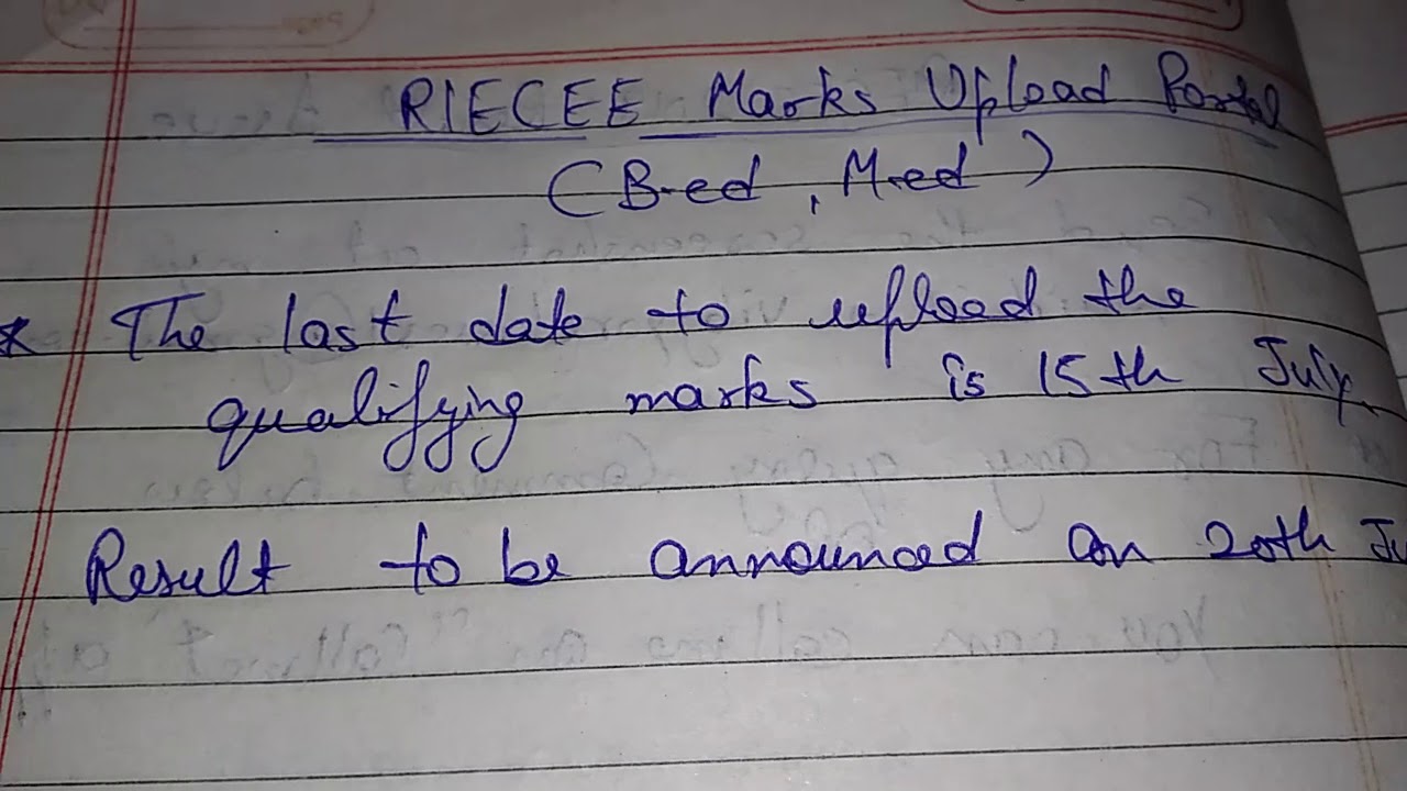 RIE CEE 2019 B.ed M.ed notification | rie cee 2019 marks upload