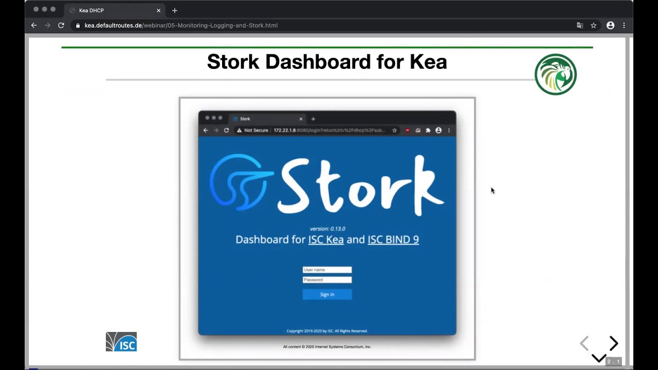 Using the Kea DHCP Server - Session 5 of 6. Monitoring and Logging, 18 November 2020