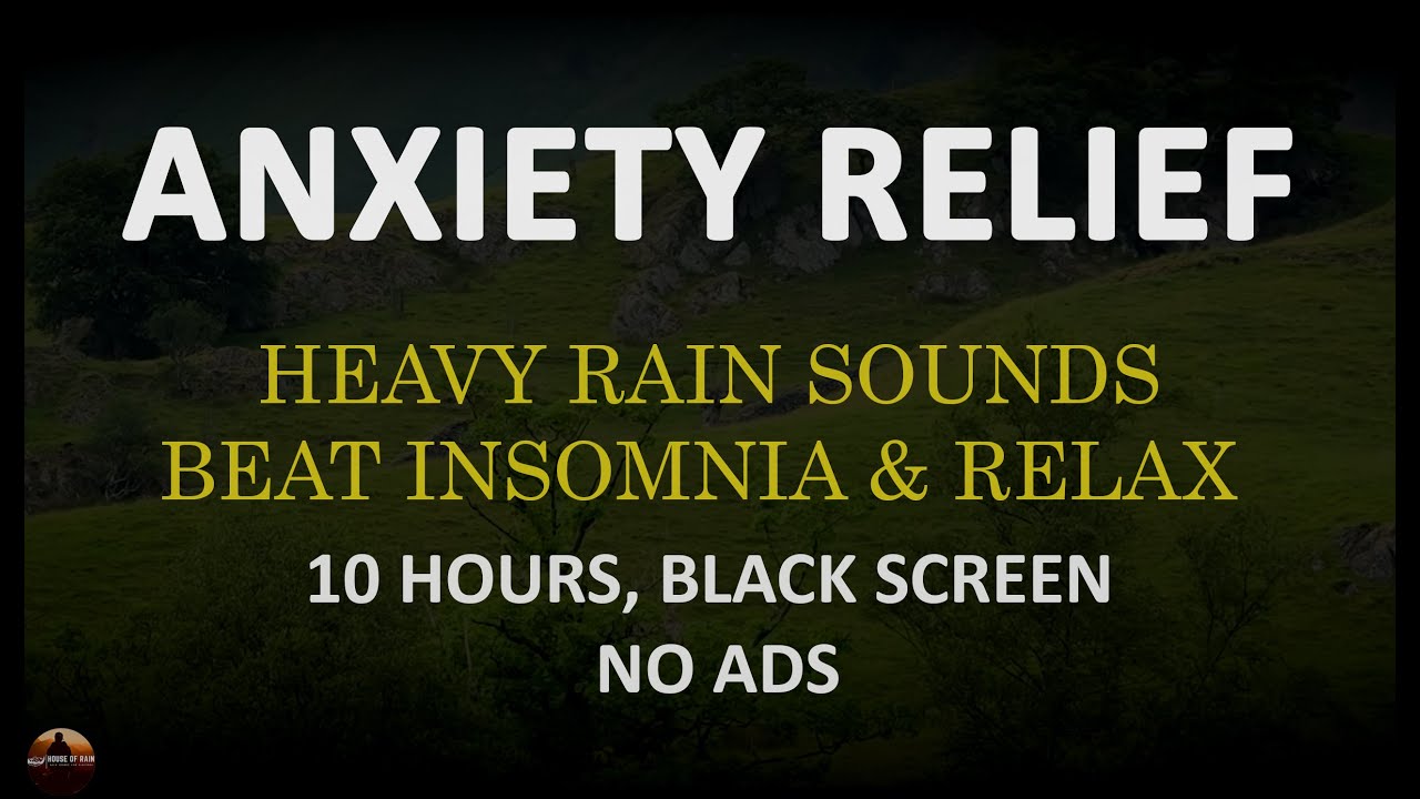 Heavy Rain Sounds for Relax & Sleeping, Stress Relief Rain Sounds, 10 Hours Black Screen, No ADS