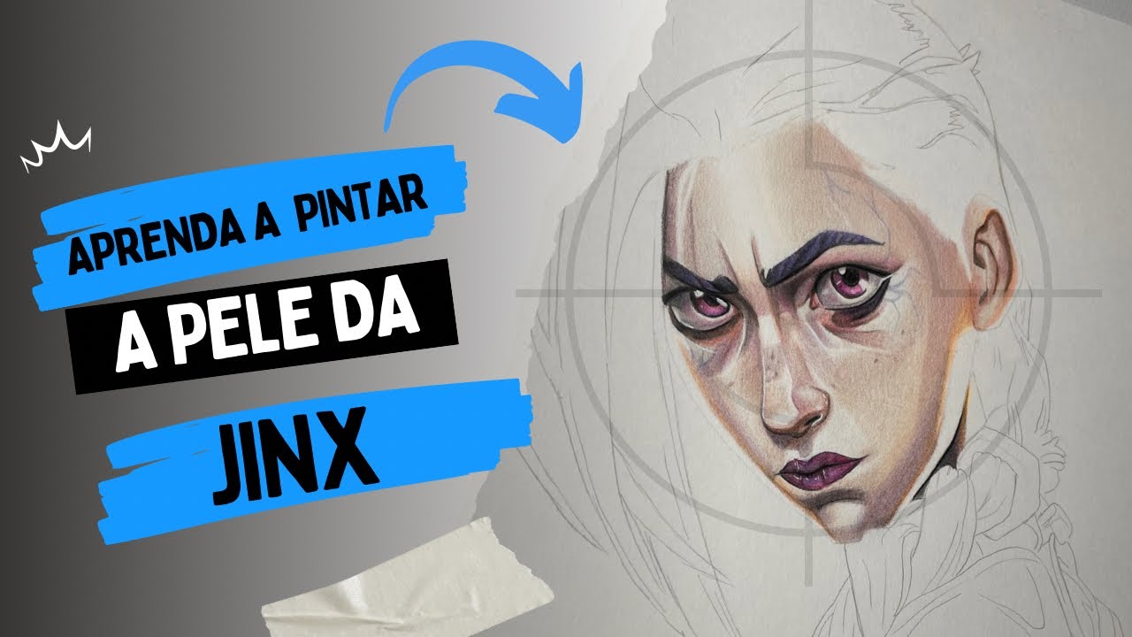Como pintar a pele da Jinx (arcane) com lápis de cor