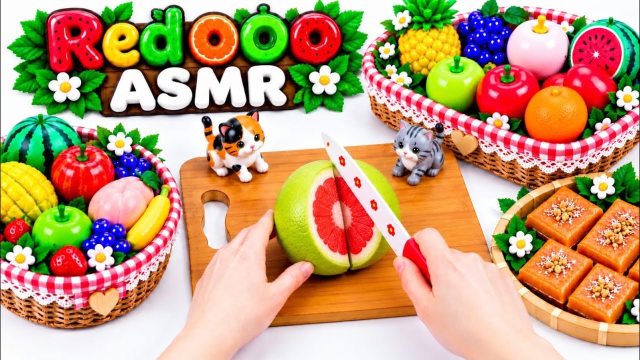Soft ASMR Fruit Sounds 🍊🥭🍋🍔🍓🦞🦀