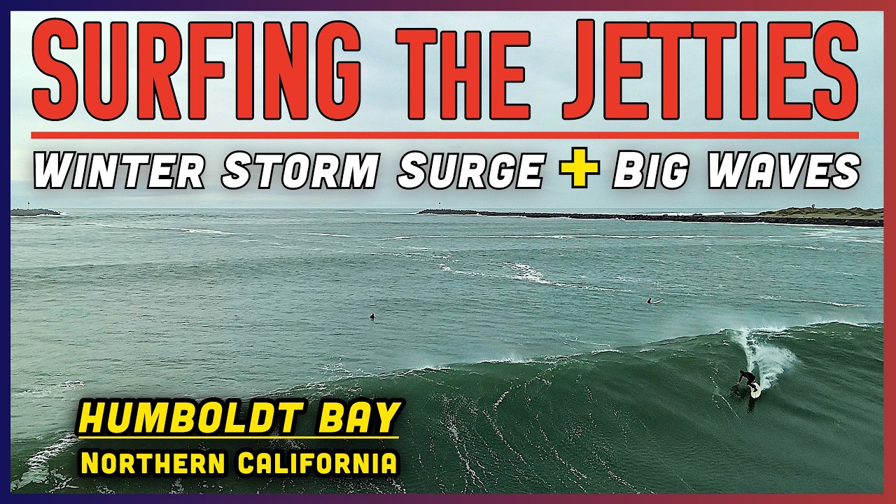 SURFING the Winter Storm Surge inside the Jetties | Humboldt Bay, California