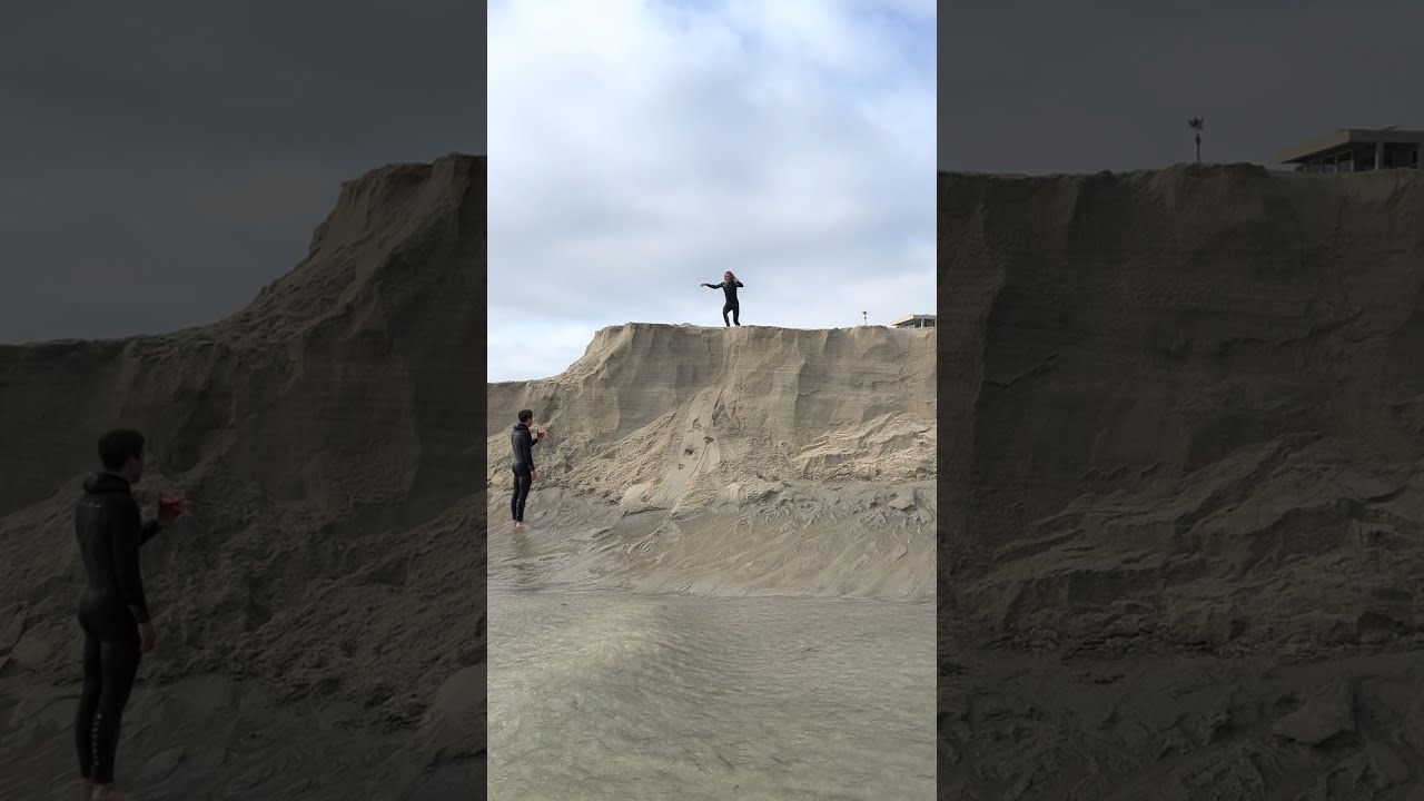Boogie Boarding Down Massive Sand Cliff #shorts