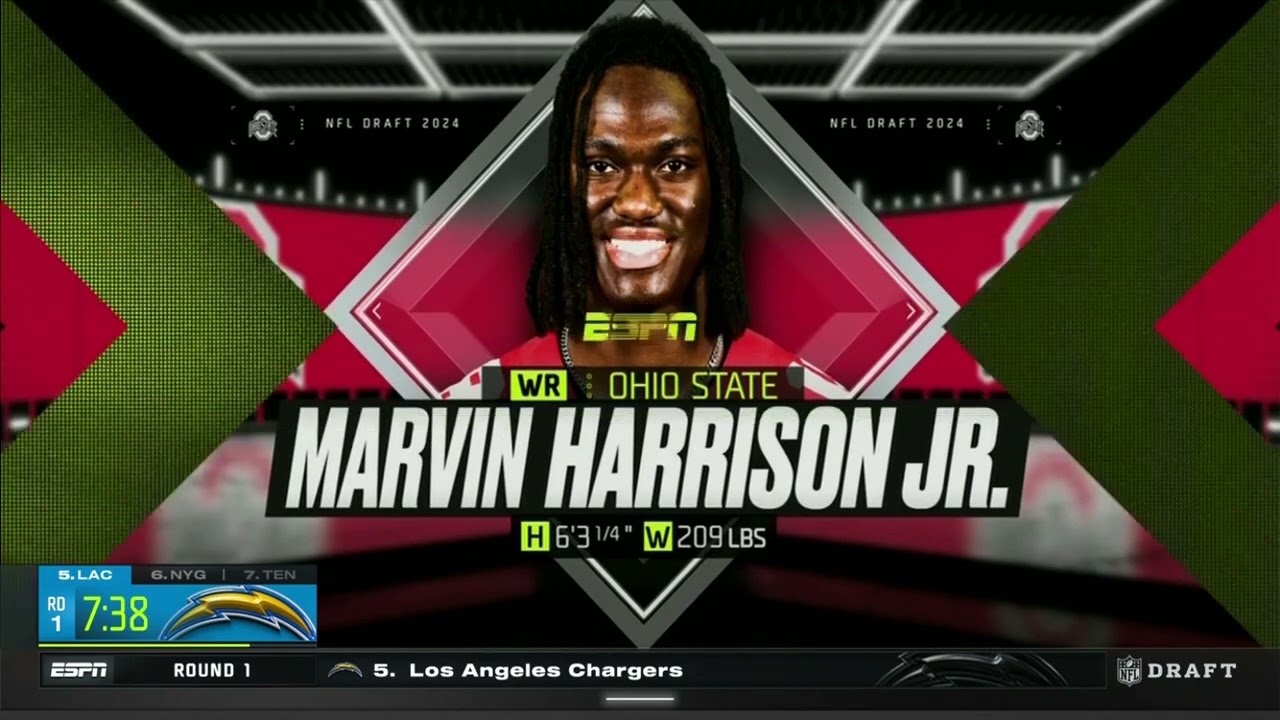 The Arizona Cardinals Select Marvin Harrison Jr 4th Overall in the 2024 NFL Draft