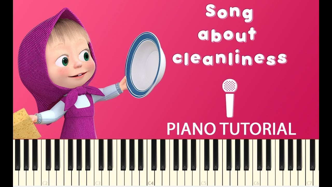 Masha and The Bear - Song about Cleanliness Laundry Day - Piano Tutorial