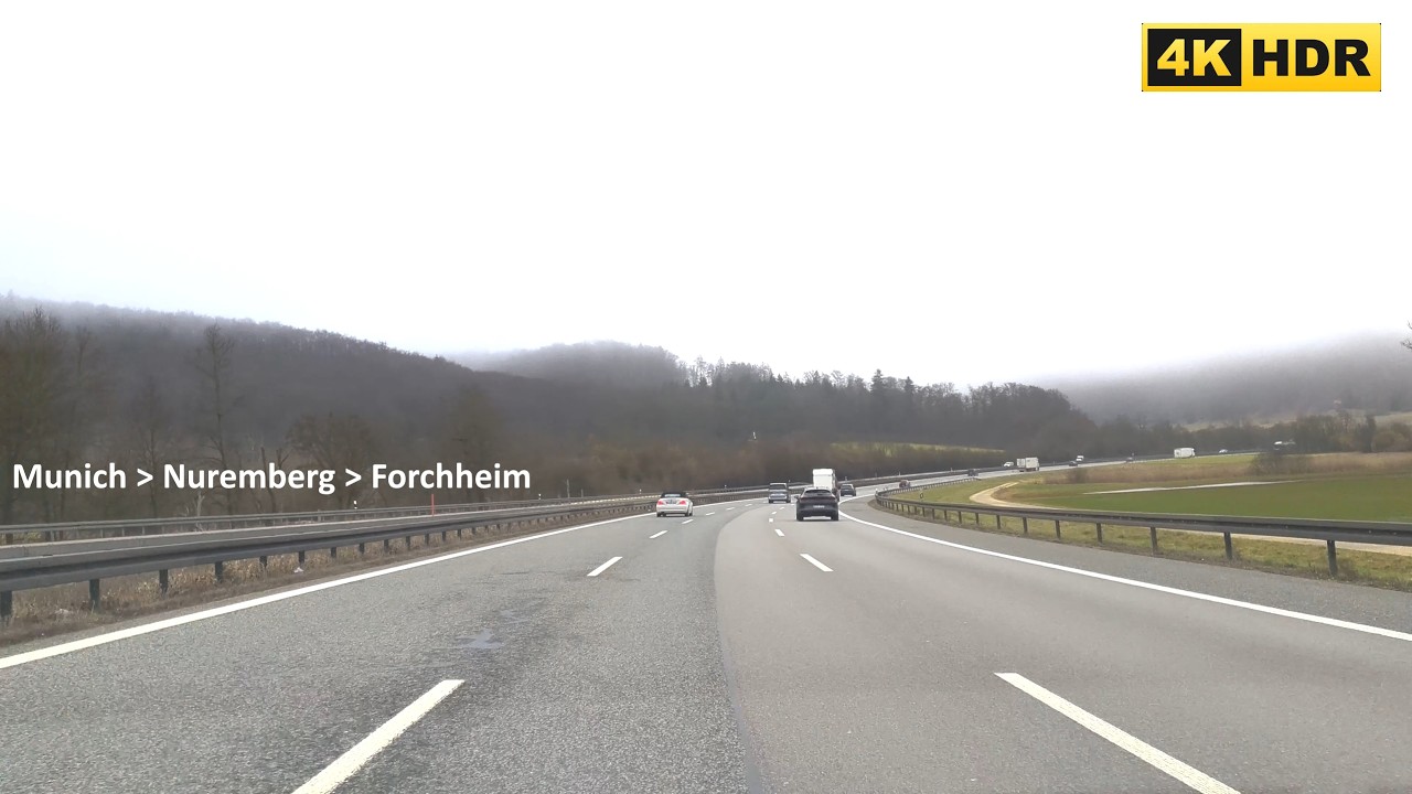 2 hours drive from Munich to Forchheim / Foggy Winter Day / 4K HDR+ / Soft Lo-Fi Beats