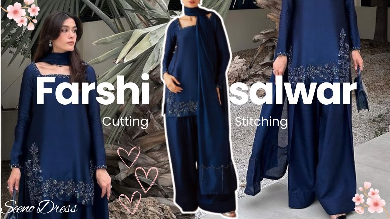 Farshi Shalwar design with kurti simple cutting and stitching technique 😱✨