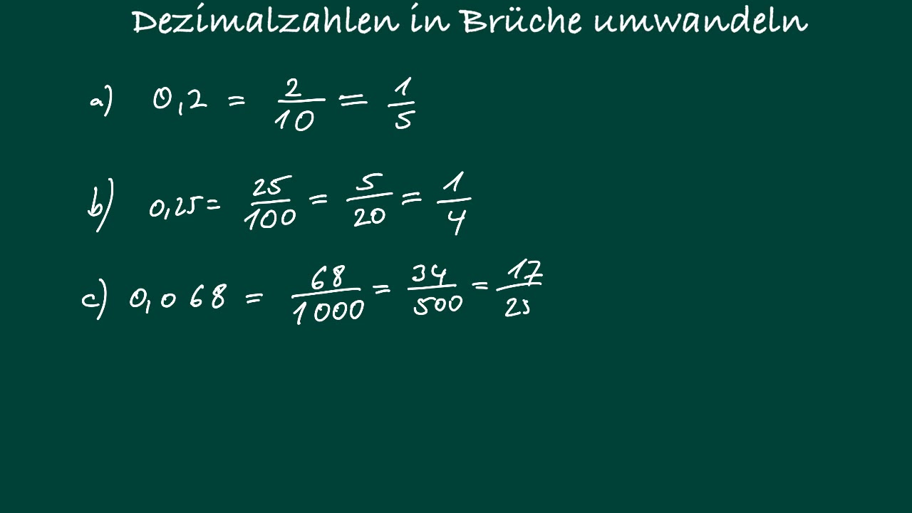 Dezimalzahlen in Brüche umwandeln